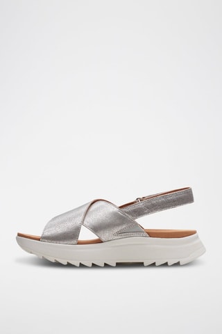 Sandales compensées en cuir DashLite - Argenté