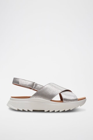 Sandales compensées en cuir DashLite - Argenté