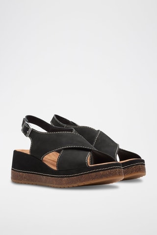 Sandales compensées en nubuck Kassanda - Noir