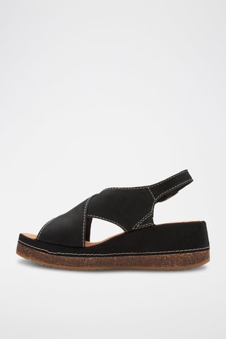 Sandales compensées en nubuck Kassanda - Noir