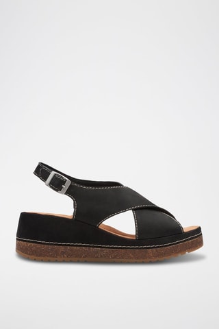 Sandales compensées en nubuck Kassanda - Noir
