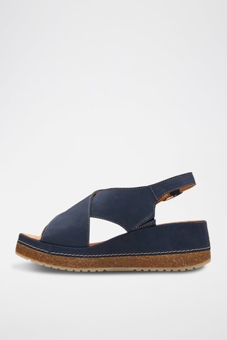 Sandales compensées en nubuck Kassanda - Bleu