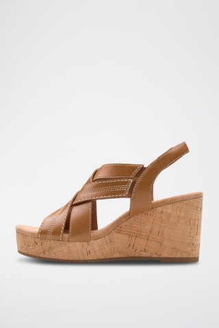Sandales compensées en cuir Sabina - Marron