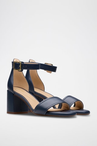 Sandalias de piel de tacón Ezoria - Azul marino