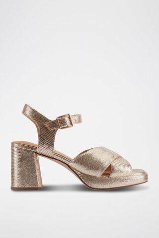 Sandales compensées en cuir Ritzy75 - Doré