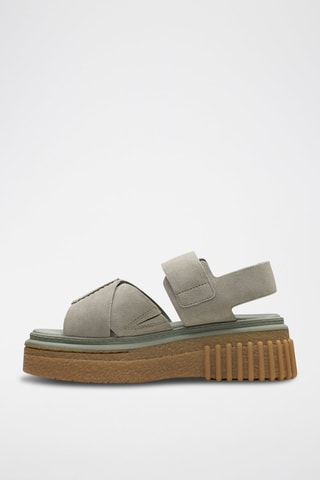 Sandales plateformes en cuir Evamar - Gris-vert