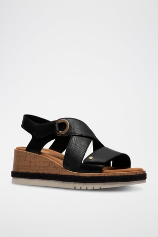 Sandales compensées en cuir Kidiki - Noir