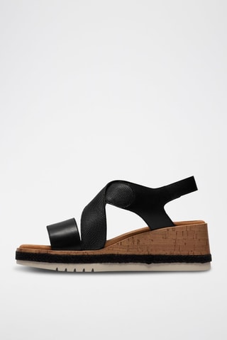 Sandales compensées en cuir Kidiki - Noir