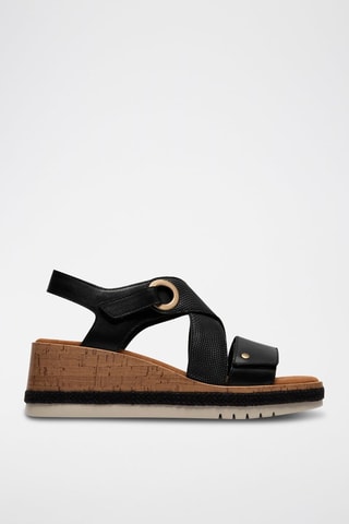 Sandales compensées en cuir Kidiki - Noir