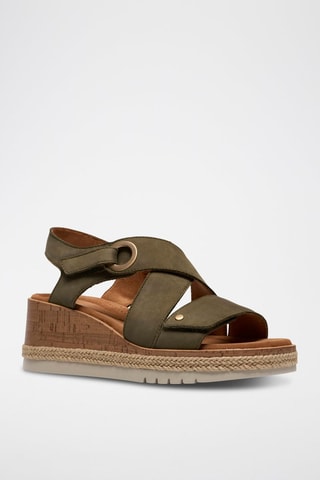 Sandales compensées en nubuck Kidiki - Vert