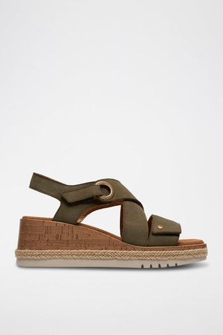Sandales compensées en nubuck Kidiki - Vert