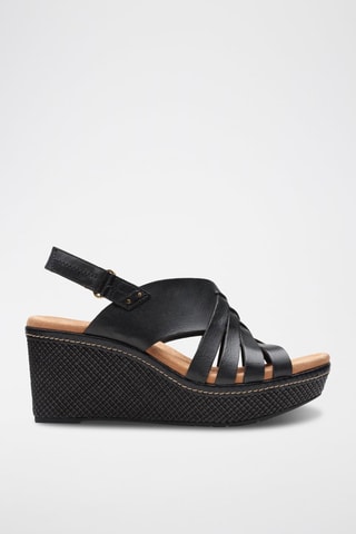 Sandales compensées en cuir Elleri - Noir