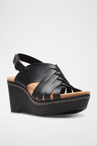 Sandales compensées en cuir Elleri - Noir