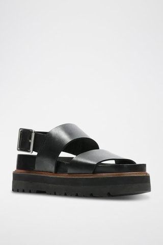 Sandales plateformes en cuir pleine fleur Orianna - Noir