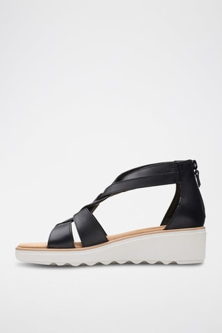 Sandales compensées en cuir Jillian - Noir