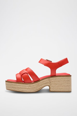 Sandales compensées en cuir Coledale - Rouge