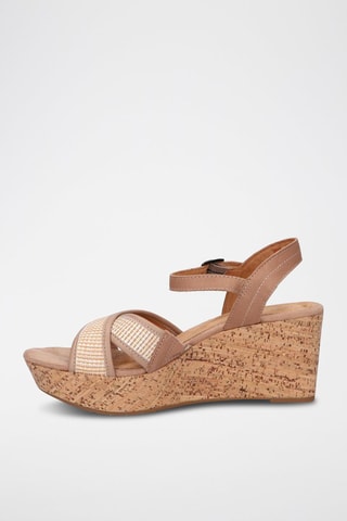 Sandales compensées en cuir Elleri - Ecru et beige
