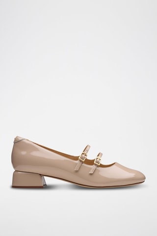 Babies à talons en cuir verni Daiss30 - Beige