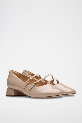 Babies à talons en cuir verni Daiss30 - Beige