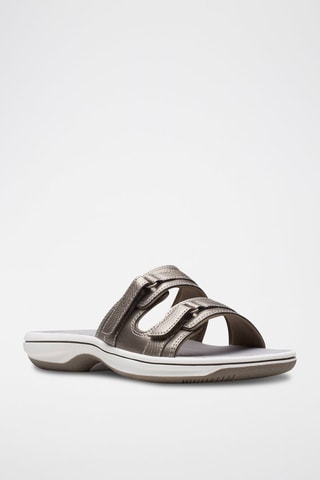 Mules compensées en cuir Brinkley - Beige