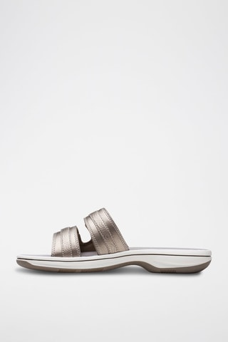 Mules compensées en cuir Brinkley - Beige