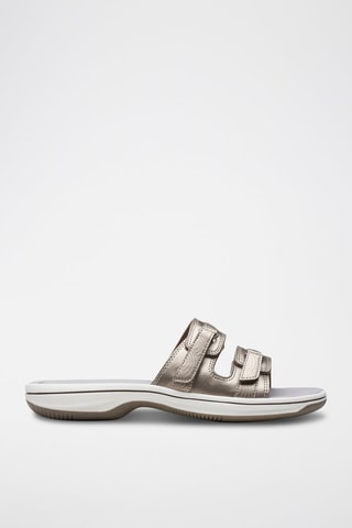 Mules compensées en cuir Brinkley - Beige