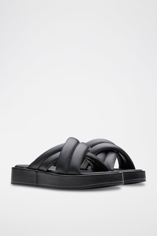Mules plateformes en cuir Alda - Noir