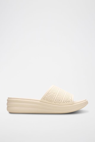 Mules compensées en cuir Drift - Crème