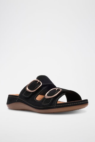 Mules compensées en nubuck Cecily - Noir