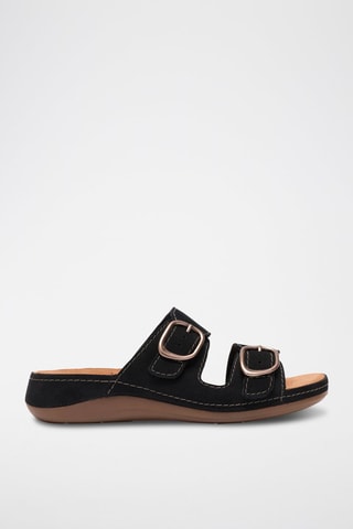 Mules compensées en nubuck Cecily - Noir