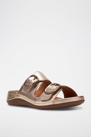 Mules compensées en cuir Cecily - Doré