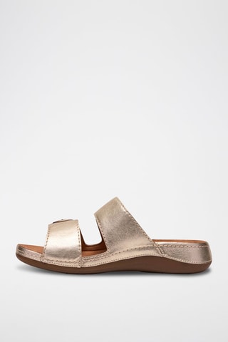 Mules compensées en cuir Cecily - Doré