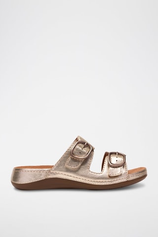 Mules compensées en cuir Cecily - Doré