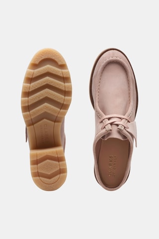 Mules à talons en nubuck Wallablock - Rose poudré