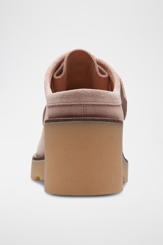 Mules à talons en nubuck Wallablock - Rose poudré