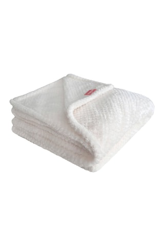 Plaid en velours et flanelle de polyester - Ecru - 130 x 150 cm