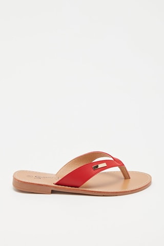 Tongs en cuir - Rouge
