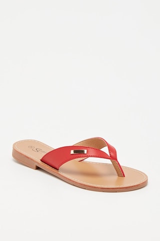 Tongs en cuir - Rouge