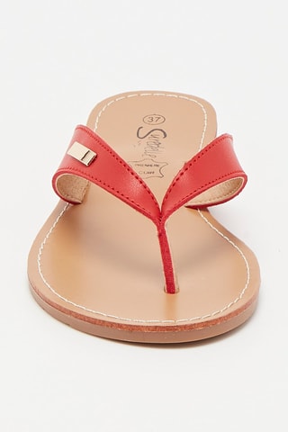 Tongs en cuir - Rouge
