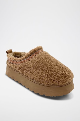 Zuecos forrados con plataforma - Camel