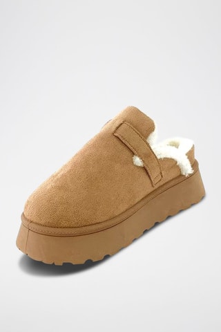 Zuecos forrados con plataforma - Camel