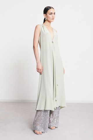 Robe midi en soie - Vert clair