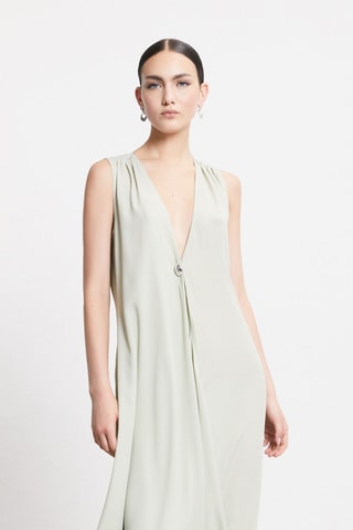 Robe midi en soie - Vert clair