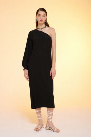 Robe asymétrique en soie - Noir