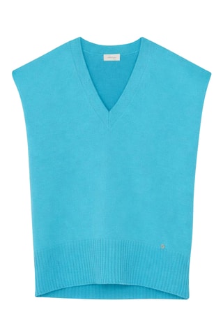 Pull sans manches en laine et cachemire - Turquoise