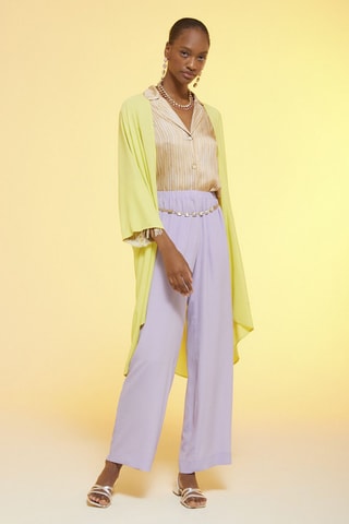 Pantalon en soie taille haute - Violet