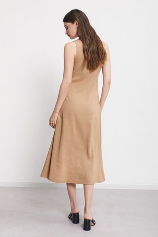 Robe midi en lin - Beige
