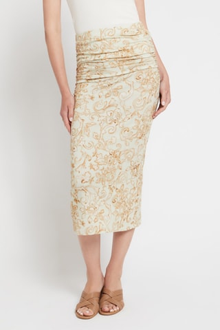 Jupe fourreau taille haute - Beige