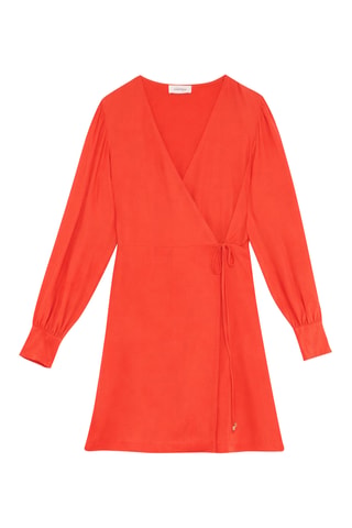 Robe portefeuille en soie - Corail