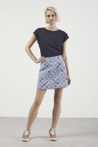 Jupe droite taille haute - Bleu